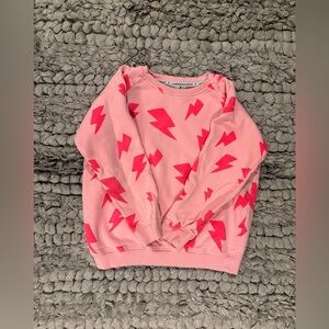 Scamp & Dude Pink Sweatshirt with hot pink Lightning Bolts - 100% organic cotton